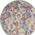 4' X 6' Navy Blue Damask Power Loom Distressed Area Rug